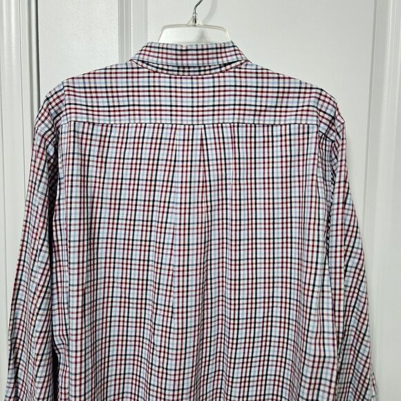 L.L Bean Wrinkle Resistant Button Up Shirt Men's Lg Blue Red White Check Pocket - Picture 7 of 8